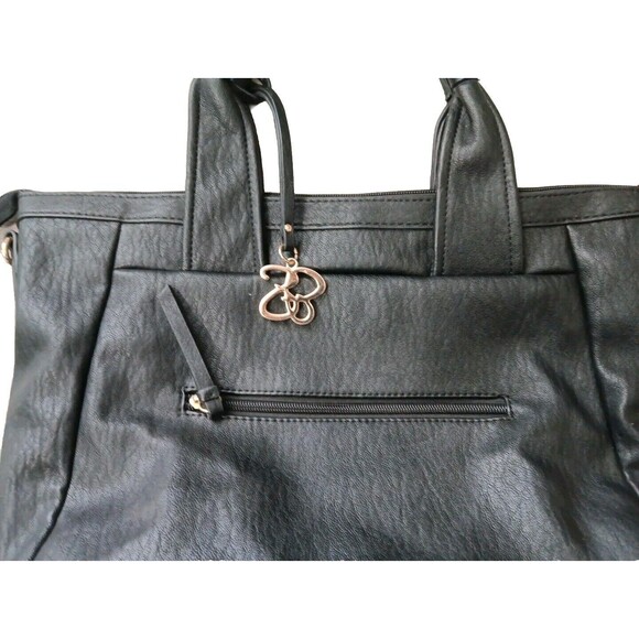 Jessica Simpson Handbag Leather Black, 16in x 11in, Leather Exterior, Authentic - Picture 5 of 7